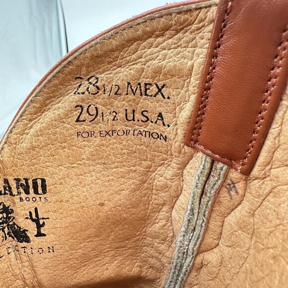 Villano Men Size Mex 28.5 US 10 Brown Colorblock Leather Pull On Western Boot - Picture 10 of 14